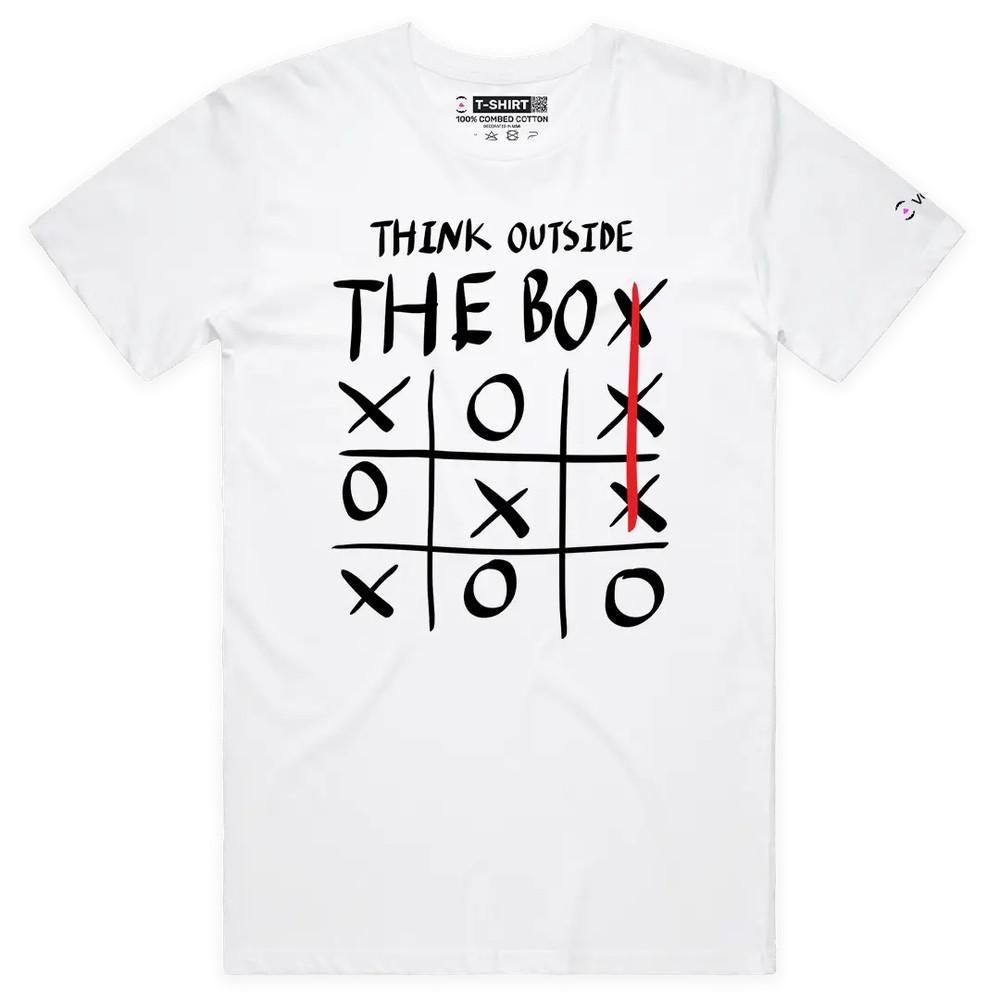 VOICEART Think Outside The Box Lifestyle Graphic Tee with Inspirational Message 4XL