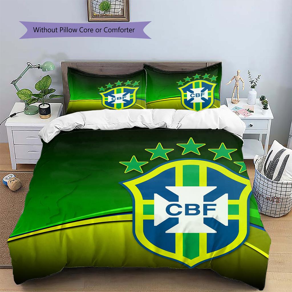 Brazil national football team  Pattern Bedding Quilt Set  Home Decoration  Gift (1 * duvet cover + 2 * pillowcase  without core)