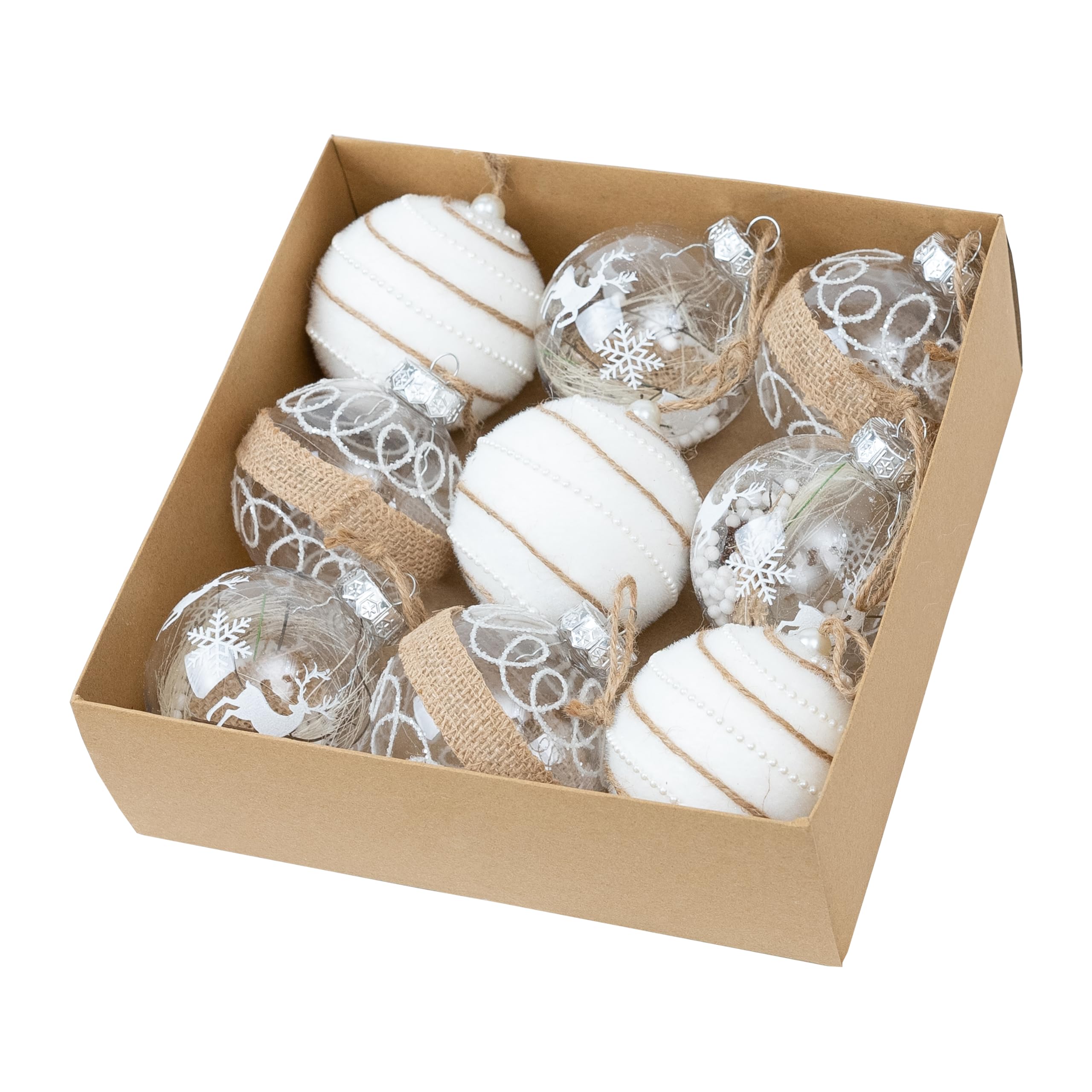 

IROKOHA Рождественское украшение для елки 9 8см Скандинавский Золотой и Белый Набор, Шары, (Белый 2)