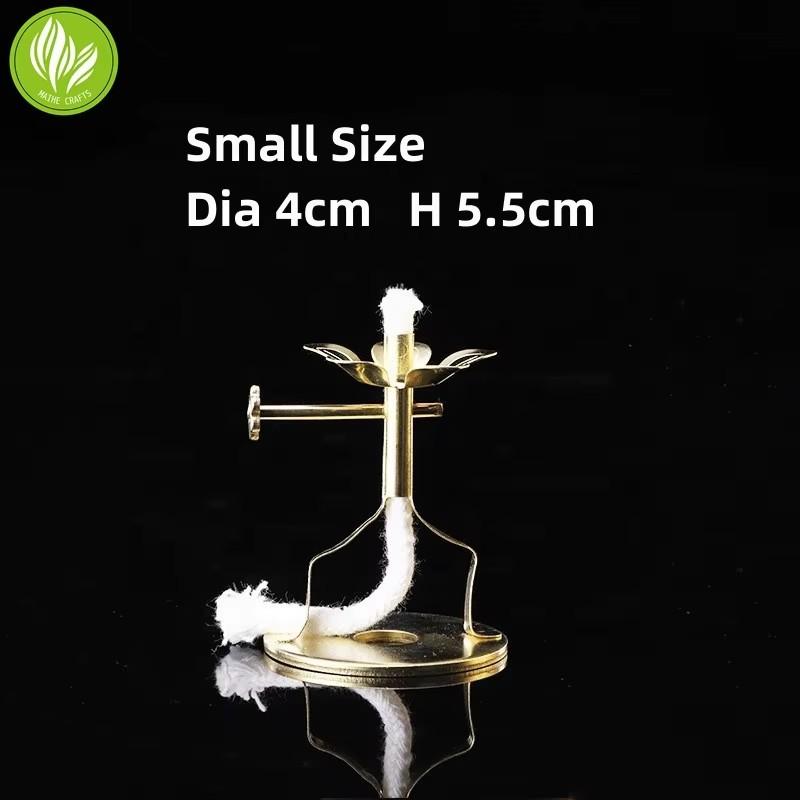 Small Size Gold Buddhist Candle Stick Metal Adjustable Candle Wick Holder for Oil Lamp Non-Toxic & Eco-Friendly (as the picture,Small size)