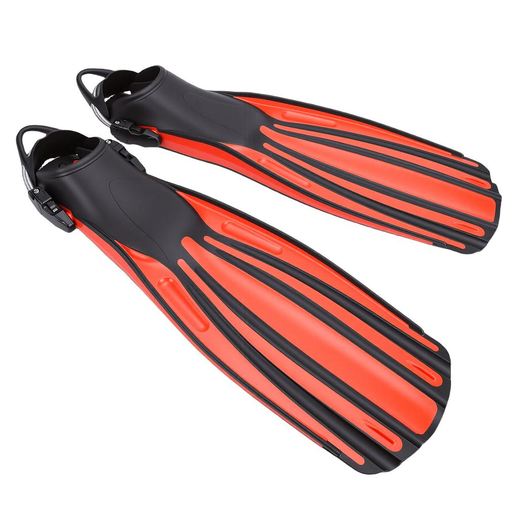 1 Pair Diving Fins TPR Adjustable Long Professional Diving Flippers for Scuba Diving Swimming Surfing Red S