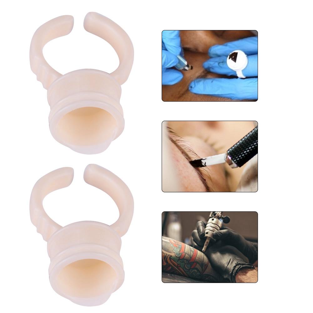 100 st Silikon Semi-permanent Tatueringsfärg Ringkopp för Pigmenthållare L
