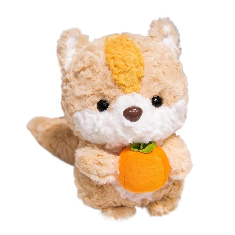 

1Pc 24cm Kawaii Plush Fox and Squirrel Plush Toys Cartoon Animal Pillow Holding Fruit Doll Stuffed Soft Toy for Birthday Gifts бежевый
