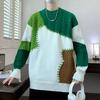 Spring Autumn Sweater Men Patchwork Casual Knit Pullovers Mens Thick Warm Harajuku Loose Knitted Sweaters O-Neck Streetwear