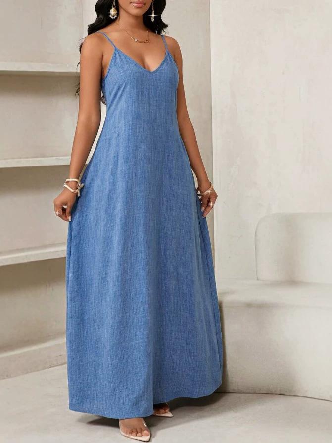 2026 European Summer Casual Resort Women's Long Strap Dress