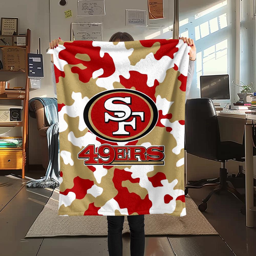 1Pc San Francisco 49ers Print Flannel Blanket, High quality Comfortable for All Seasons, Home Decor, Warmth and Comfort, Perfect for Gifts