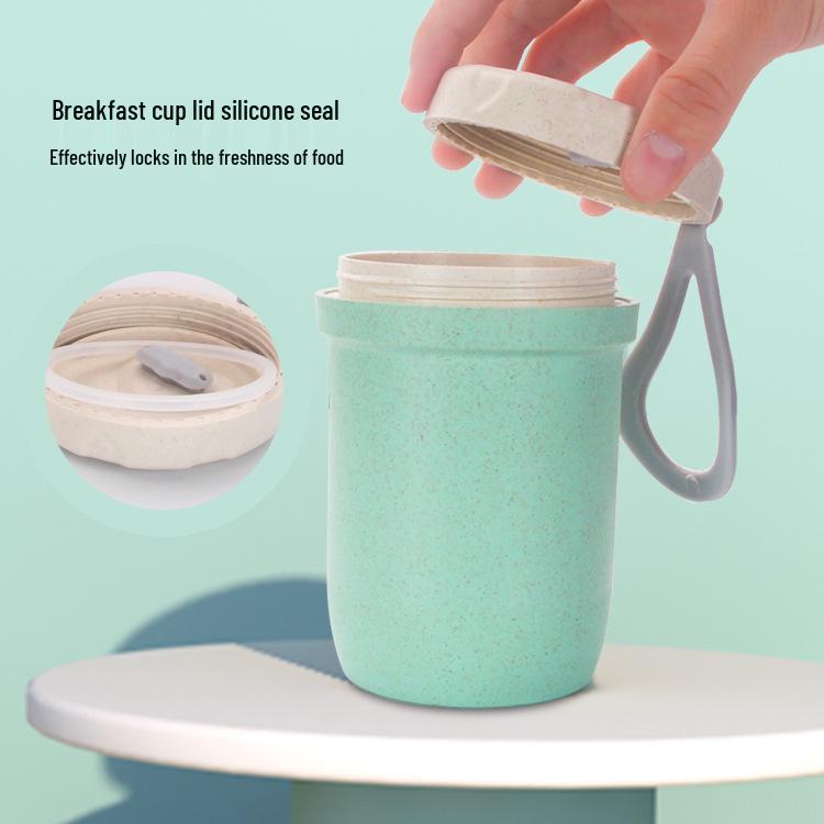 Microwaveable Wheat Straw Soup & Porridge Thermos Cup - Portable, Sealed Breakfast Gift for Students