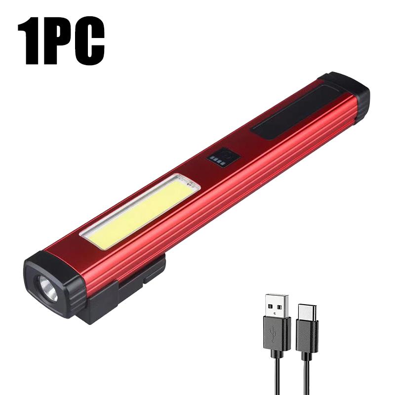 Mini Portable LED Pen Lamp COB Side Light Bottom Magnet Flashlight With Pen Clip Built-in Battery Type-C Rechargeable Work Torch