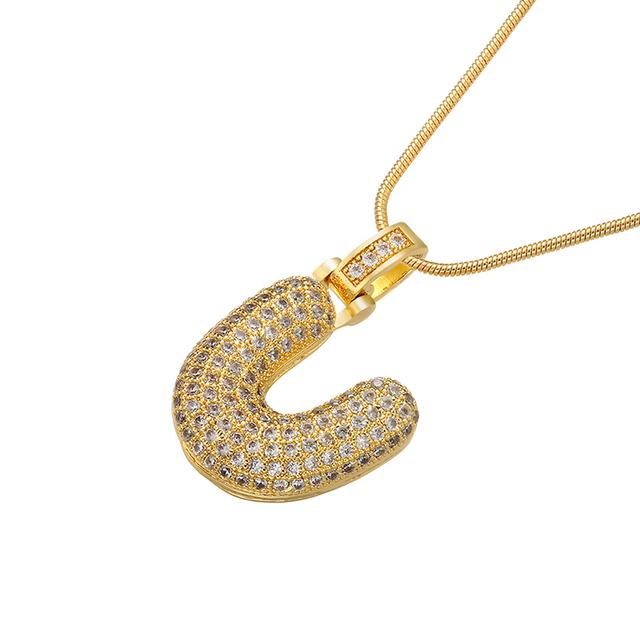 ZHUKOU high quality crystal brass gold letter necklace for ladies good friends couple birthday gift model: VL34