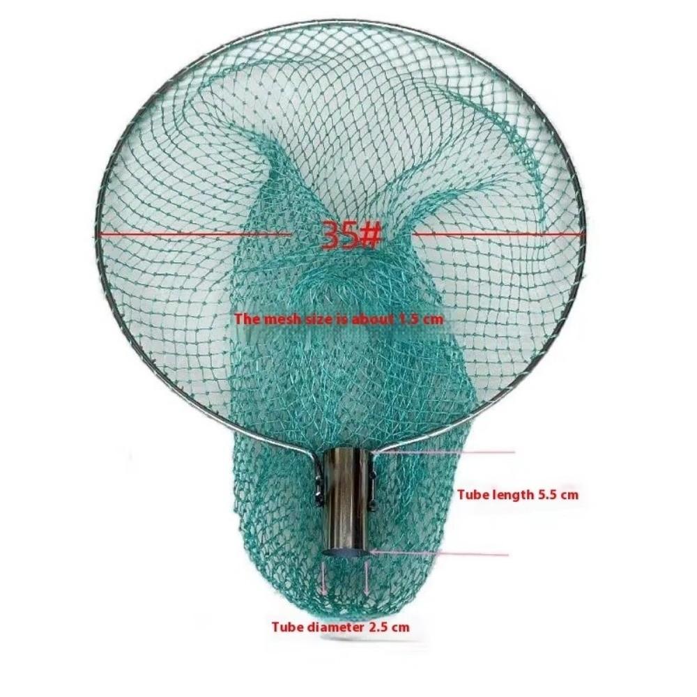 Stainless Steel Fishing Landing Net Nylon Mesh Fly Fishing Dip Net  For Freshwater Saltwater