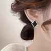 Elegant Black Square Crystal Stud Earrings for Women