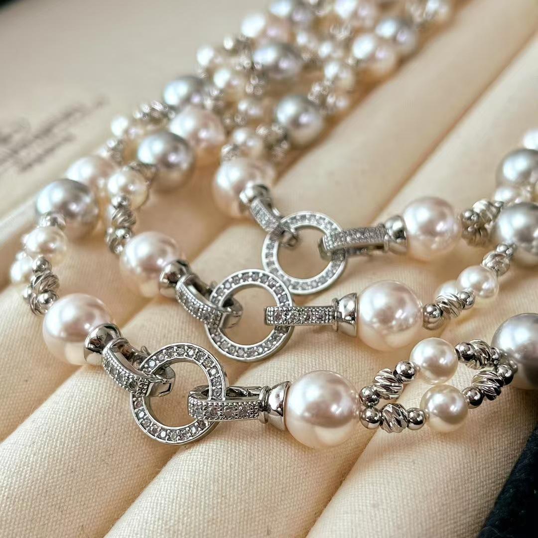 

Vintage High-Gloss Faux Crystal Necklace Double-Layer Cross-Design Necklace Collarbone Chain