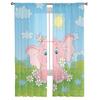 Kleine rosa Elefanten-Tüll-Vorhänge für Küche, Fenster, Wohnzimmer, moderner Voile-Vorhang, Schlafzimmer-Vorhänge