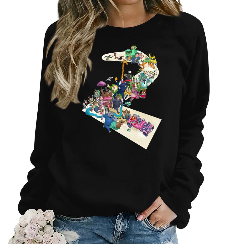 Hanorac larg casual de damă cu mânecă lungă și imprimeu