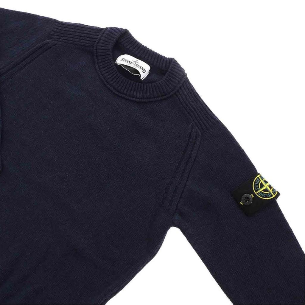 STONE ISLAND Logo Wool Blend Sweater Kids Sweaters Blue 7516506A1-V0028