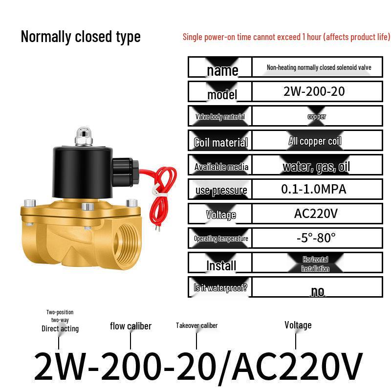 Válvula Solenoide Eléctrica - 1 Pulgada, 4 Puntos, Normalmente Cerrada, 12V/24V/220V Control de Agua y Drenaje