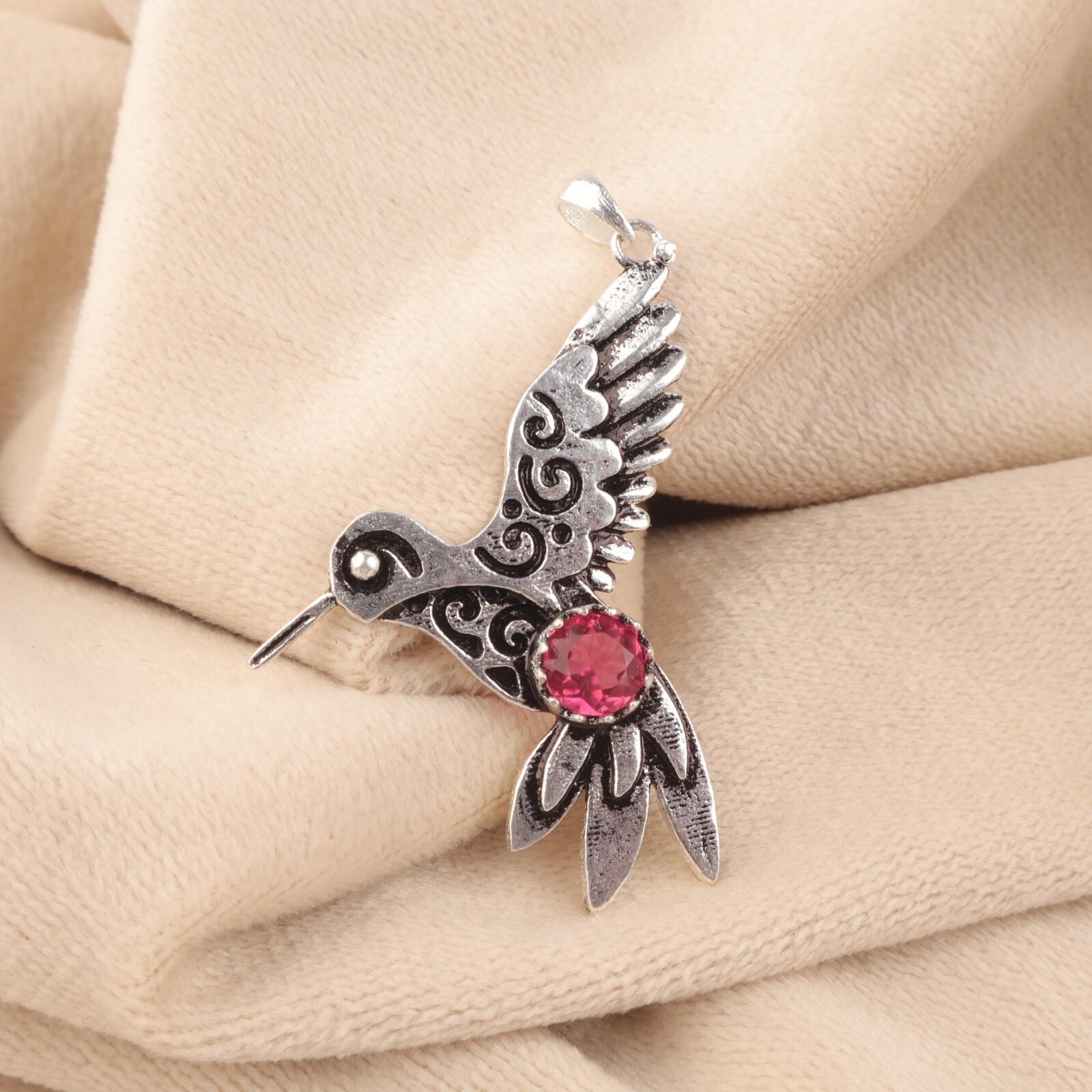 

Natural Pink Rubellite Gemstone 925 Sterling Silver Jewelry Dainty Pendant 1.8 CP-20-10