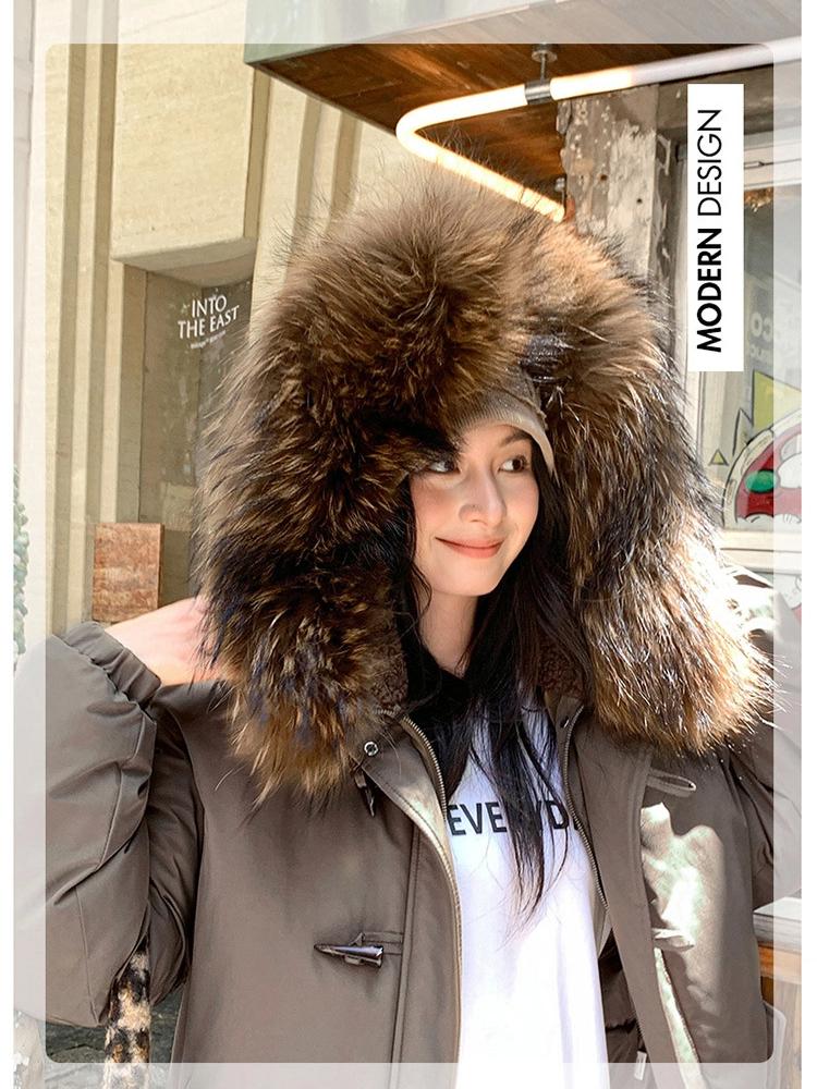 Women’s Short Windproof Thicken Warm Winter Jacket With Big Fur Lapel