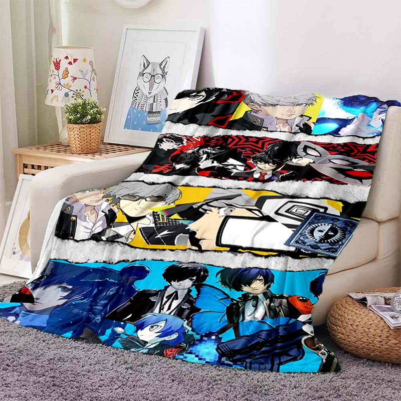 newmodelGame Cool Blanket Plush Nap Sofa rug for Living P-Persona series Room Warm Office Bedroom Birthday Home Travel Kid Gifts