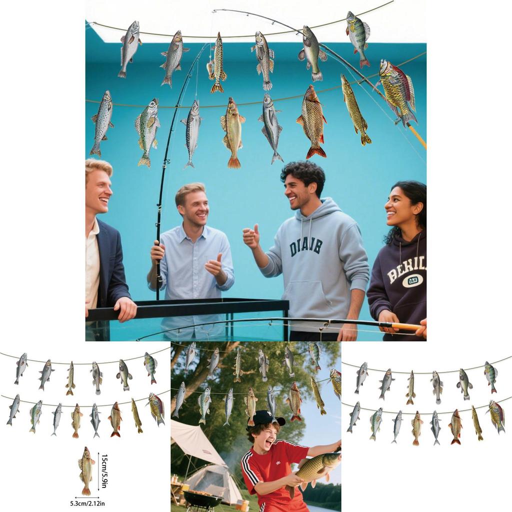 Fish Themed Paper Banners For Event Scene Setup Party Decoration Supplies