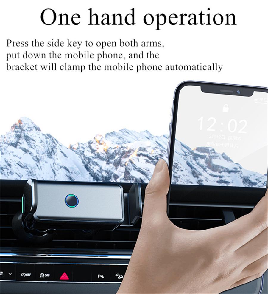 Automatic Clamp Car AC Vent Dash Mount 4.7"-7.2" Cell Phone Bracket Holder Black