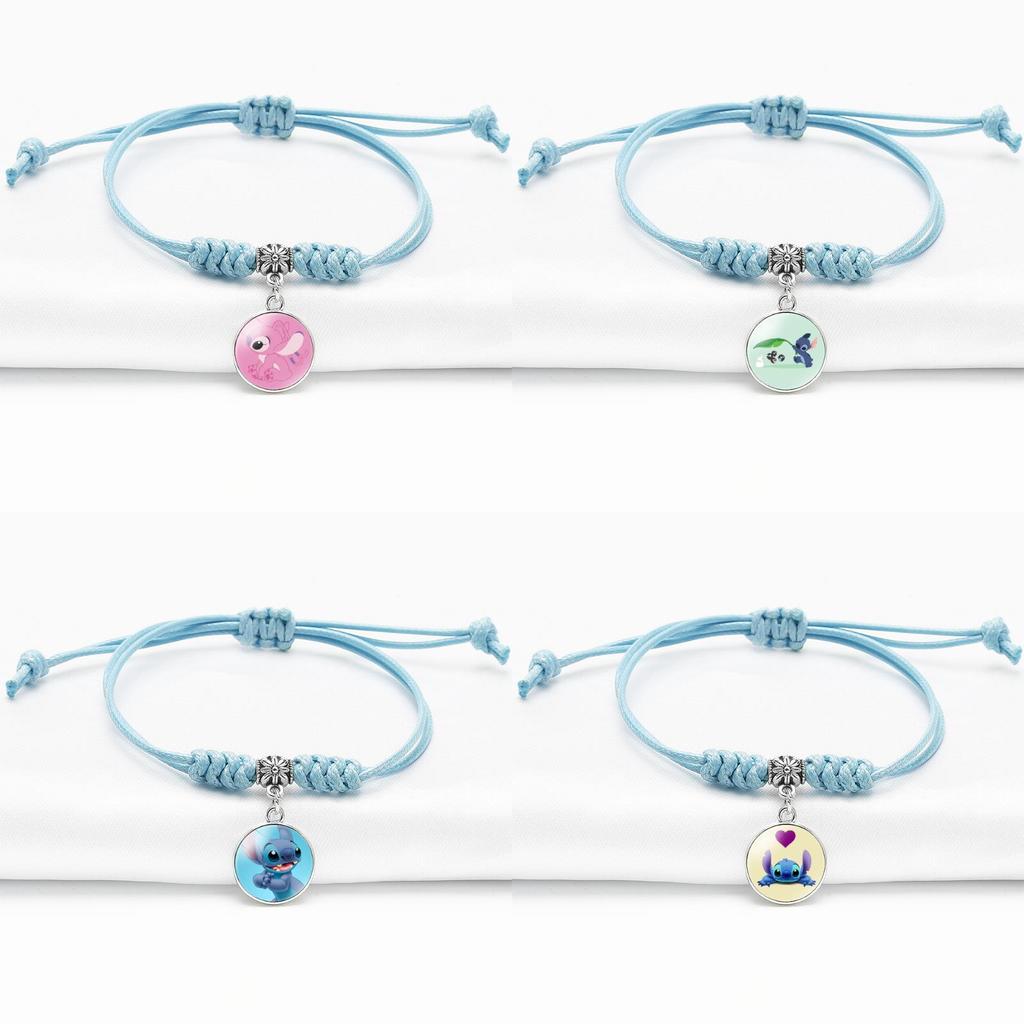 Stylish Anime Stitch Bracelet With Adjustable Blue Cord For Unisex Use