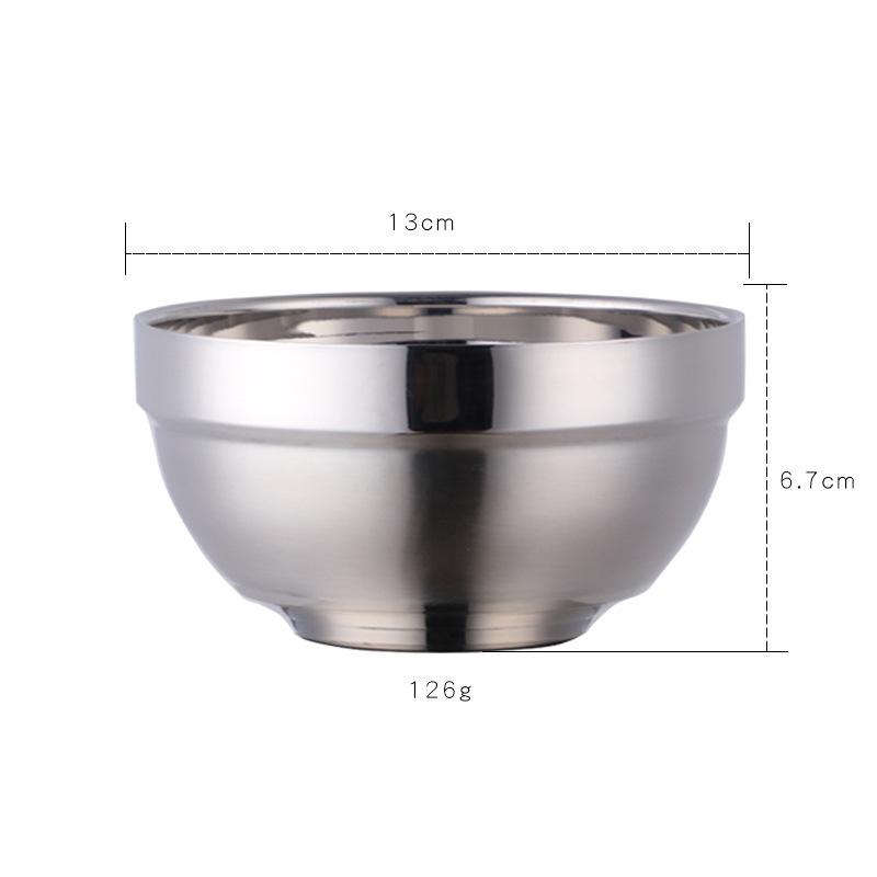 304 Stainless Steel Bowl Double Layer Insulated Rice Bowl Kids Tableware Soup Bowl for School Cafeteria