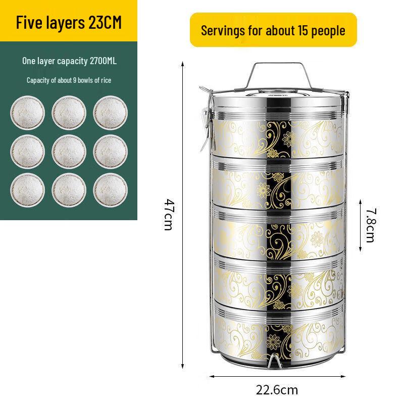 BinXun Outdoor Large Insulated Multi-Layer Food Carrier