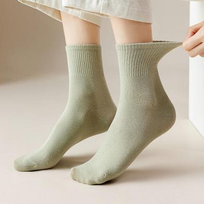 1 Paar Damen Baumwollsocken Mid-Tube Geruchsneutral Dünn Einfarbig Hohe Elastizität Rutschfest Schweißabsorbierend Einlaufsicher Sport Vier S