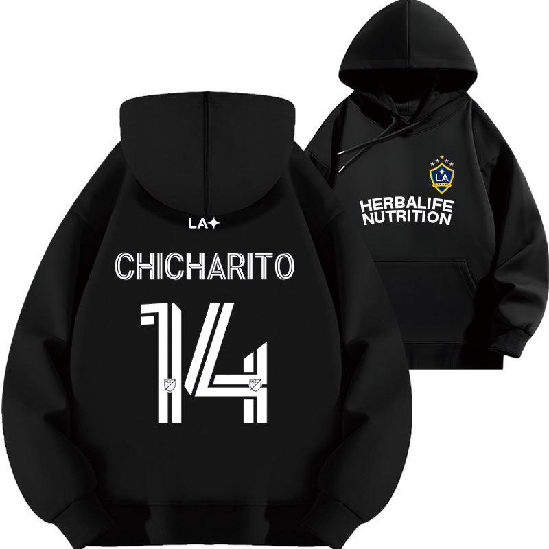 Javier Hernandez No.14 Letter Print Hooded Sweater Tide Football Loose Autumn Fleece Thicker kids 110cm
