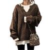 Casual Loose V-neck Knitted Sweaters Long Sleeve Women Jumpers for Ladies Autumn Winter Pullovers
