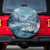 Polar Bear Mother Cub Snowy Winter Landscape Spare Tire Cover Durable Polyester Vehicle Accessory