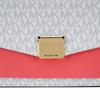 New MICHAEL KORS Lita Canvas Shoulder Bag, Crossbody Bag, Handbag Medium Women's White & Rose Red 35T0GXPL2B-604