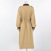 Womens VintageWomensVintage Contrast Color Lapel Long Trench Coat 2026 Old Money Style Khaki