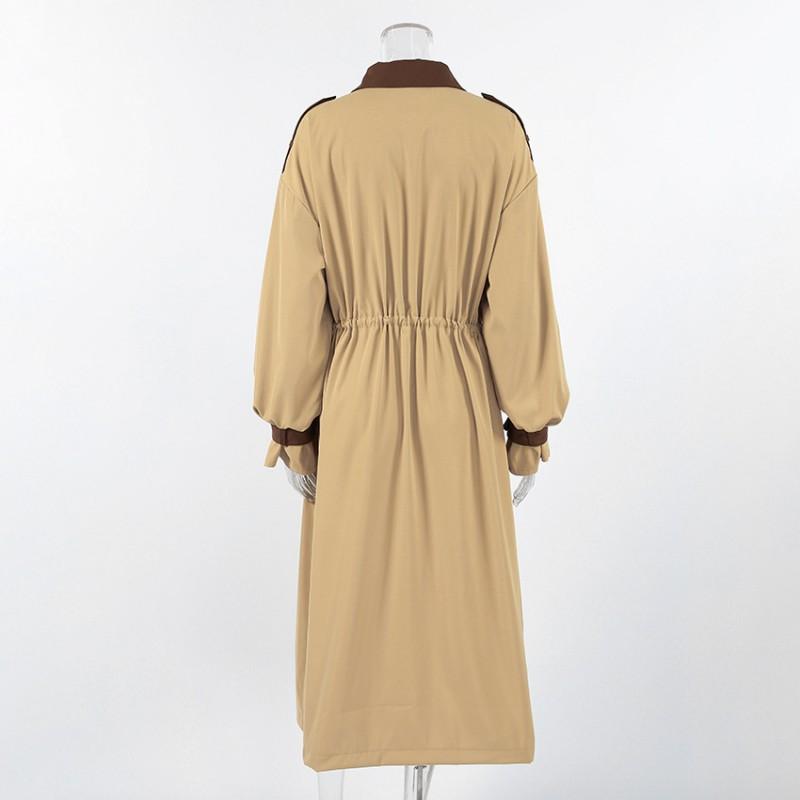 Womens VintageWomensVintage Contrast Color Lapel Long Trench Coat 2026 Old Money Style Khaki