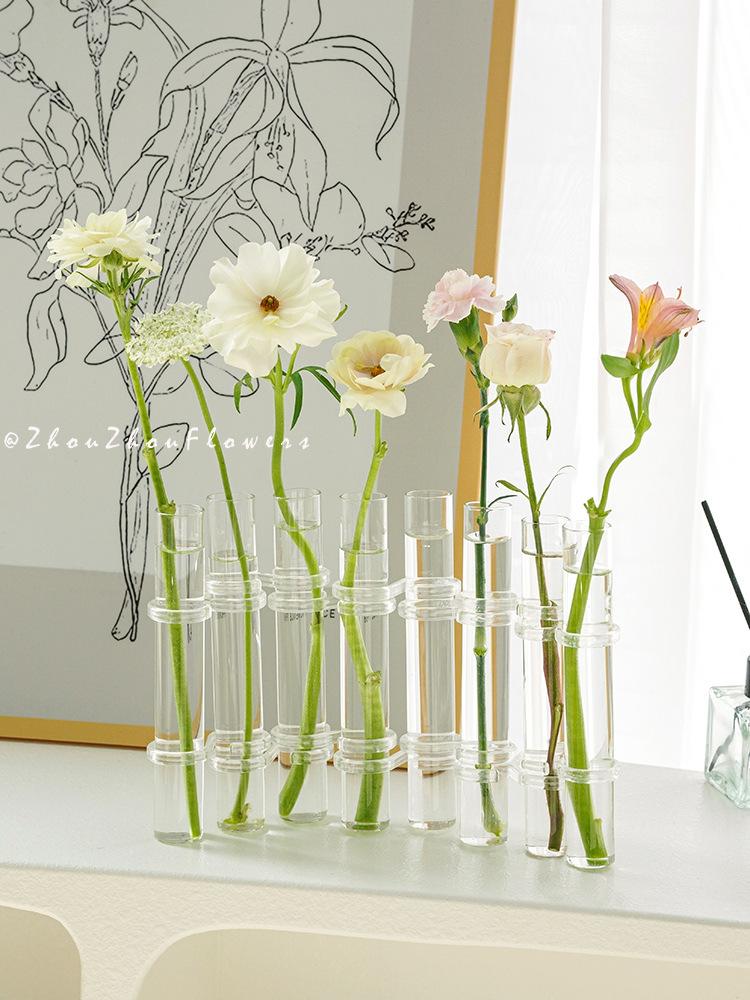 Creative Simple Clear Glass Vase Tubes Set Hanging Flower Arrangement Holder Transparent  Plant Container Home Room Decoration