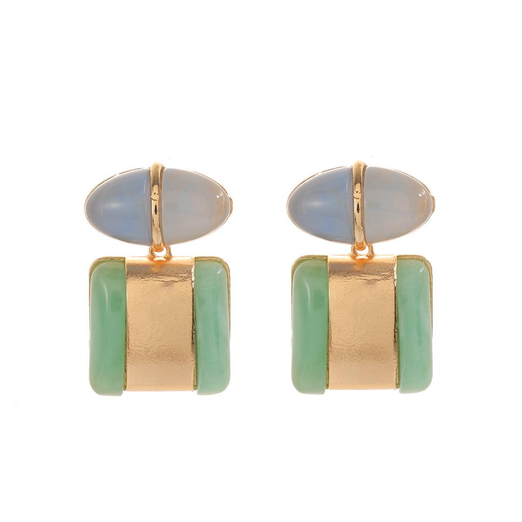Ladies' Dopamine Fashion Contrasting Geometric Resin Earrings, Niche Geometric Earrings