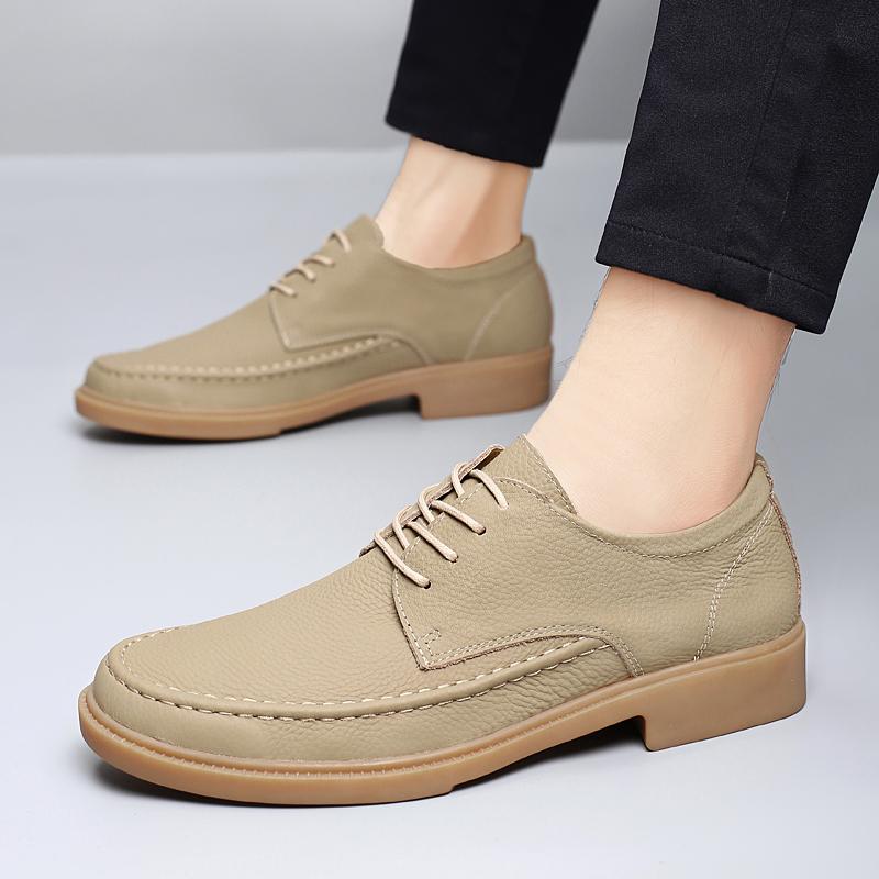 Fashion Men's Business Casual Leather Shoe With Lace -Up British-Style Daily Commuting Shoes Low-Top  Durable Trendy And Versatile Shoes