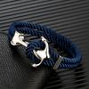 Navy Style Anchor Bracelets Men Women Double Strand Mulitcolor Nautical Surfer Rope Bracelet Stainless Steel Boat Hook
