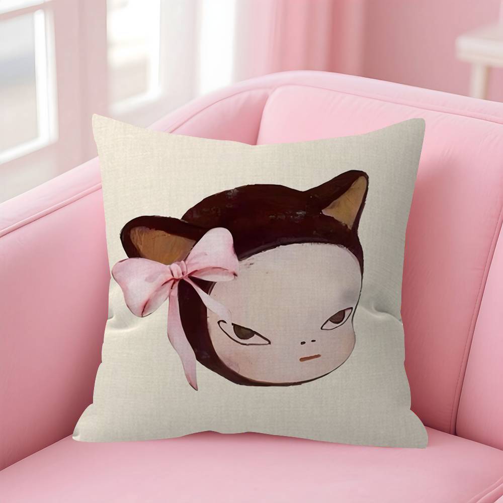 Art YYoshitomo NNaras Pillow Gift Home Office Decoration Bedroom Sofa Car Cushion Cover Case 45x45