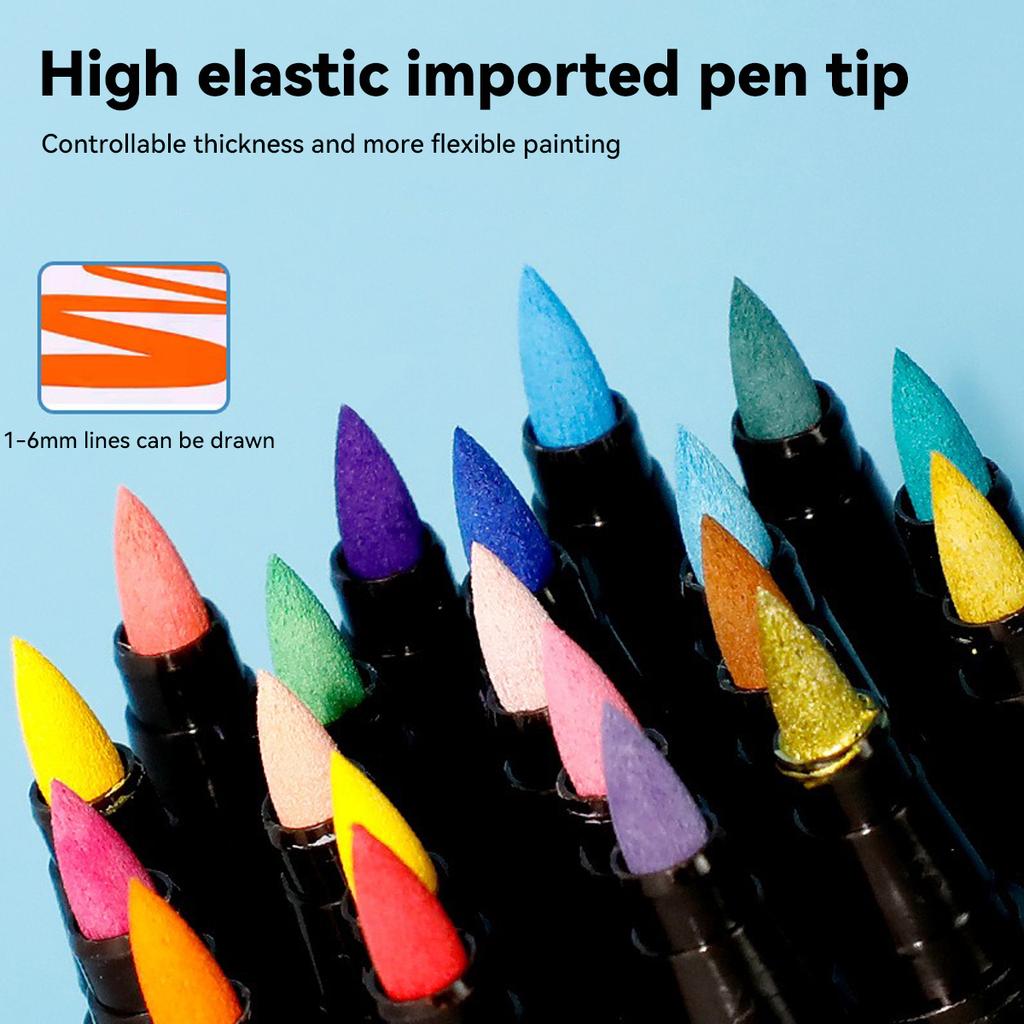 12/24/30/36/48 Color Soft Head Marker Pen Acrylic Waterproof Art Painting, Nail Doodle DIY Marking Tools Student Stationery
