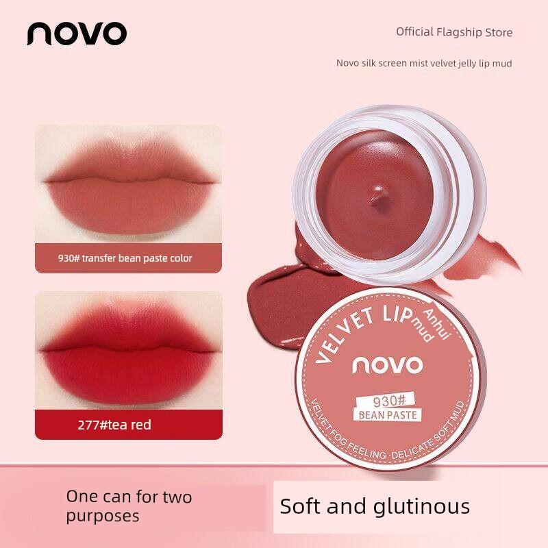 2 Boxes of Novo Jelly Lip Mud Lip Glaze Velvet Matte Lipstick Natural Whitening No-Makeup Look Niche Student Style