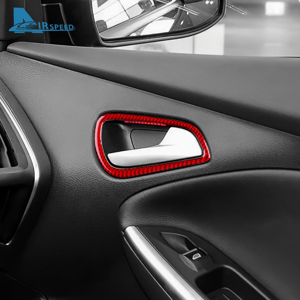 Real Soft Carbon Fiber Sticker For Ford Focus SE ST Ecoboost 2012 2013 2014 LHD RHD Car Door Handle Frame Panel Trim Accessories