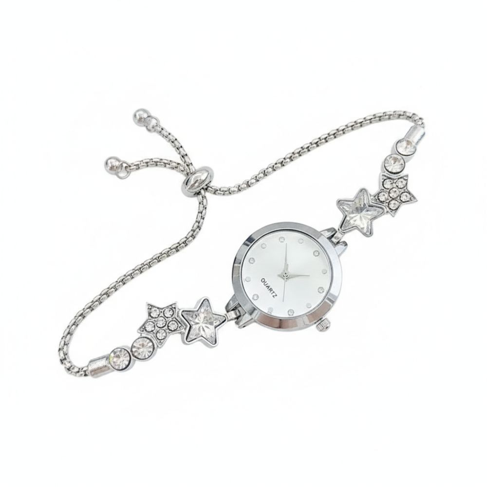 Alloy Star Chain Watch Adjustable Quartz Watch Fashion Ladies Wristwatch  for Women Girls