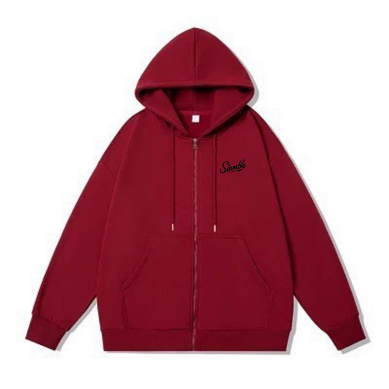 Unisex Slamble Print Loose Casual Zipper Hoodie