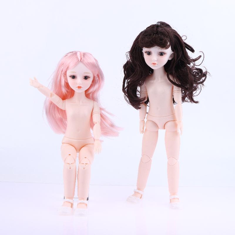 1 Set Girl Diy Dress Up Toy Lovely 1/6 30Cm Nude Dolls 3D Simulation Eye 20 Movable Joints Doll Kids Gift