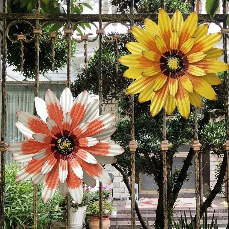 3D Flower Wall Art Decorations Metal Hanging Flower Wall Sculptures Hanging Ornament For Bathroom Living Room Garden Yard Home D