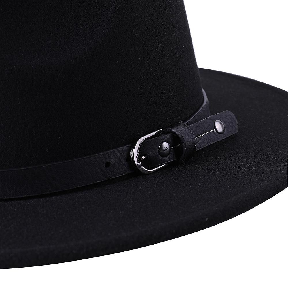 1Pc Fashion Wool Fedora Hat Men Autumn Winter Wide Brim Jazz Cap Imitation Woolen Women Church Felt British Hat