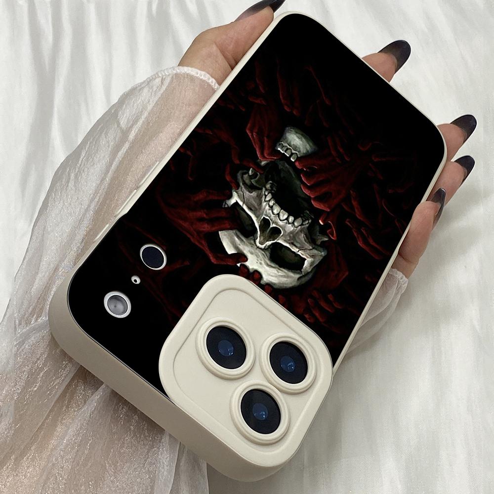 M513 Caveira Pesadelos Design de Arte Olhos de Anjo Capa de Telefone Macia para iPhone Samsung Galaxy Xiaomi Rdemi Huawei Honor Infinix Realme OPPO Todos os Modelos Capa de TPU