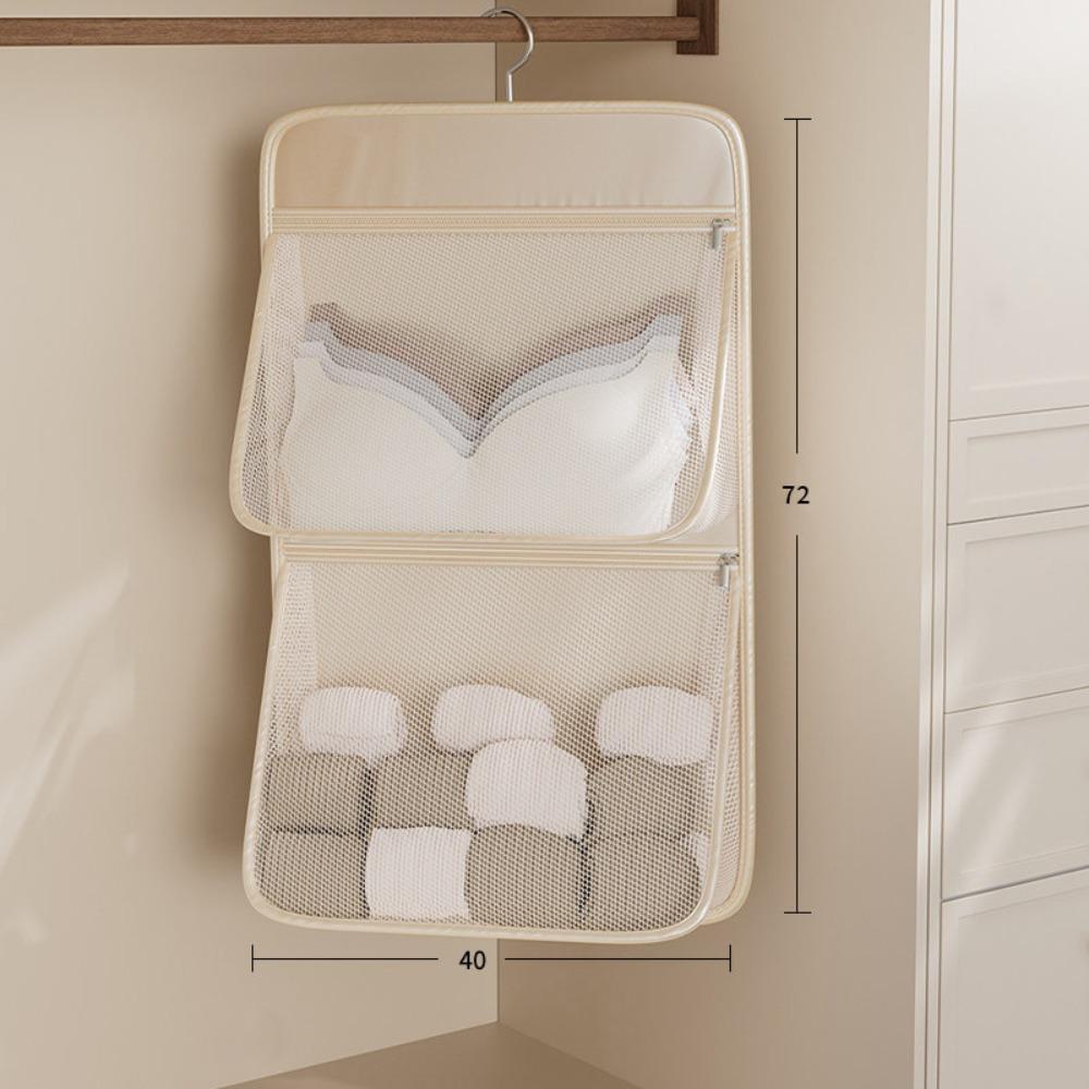 Multi Layer Underwear Hanging Bag Zipper Closure Closet Storage Bag Wardrobe Organization
